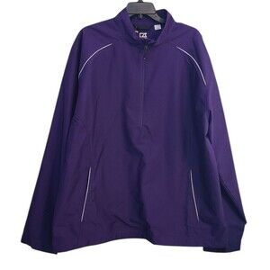 NWT Cutter & Buck CB WeatherTec Pullover Purple Windbreaker Mens XXL Golf Rain